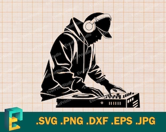 DJ Disc Jockey SVG - Cricut, Silhouette | Vector dj Music SVG,  Club Radio Sound | dj Setup Design Art Logo svg, eps, dxf Vector Cut File