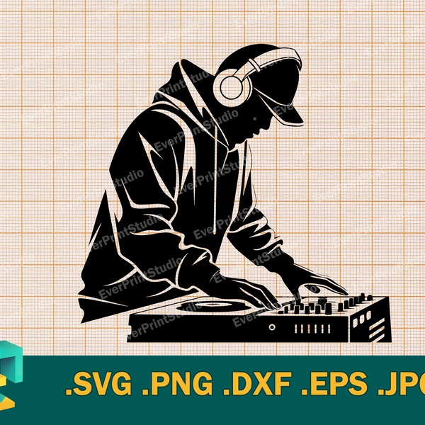 DJ Disc Jockey SVG - Cricut, Silhouette | Vector dj Music SVG,  Club Radio Sound | dj Setup Design Art Logo svg, eps, dxf Vector Cut File