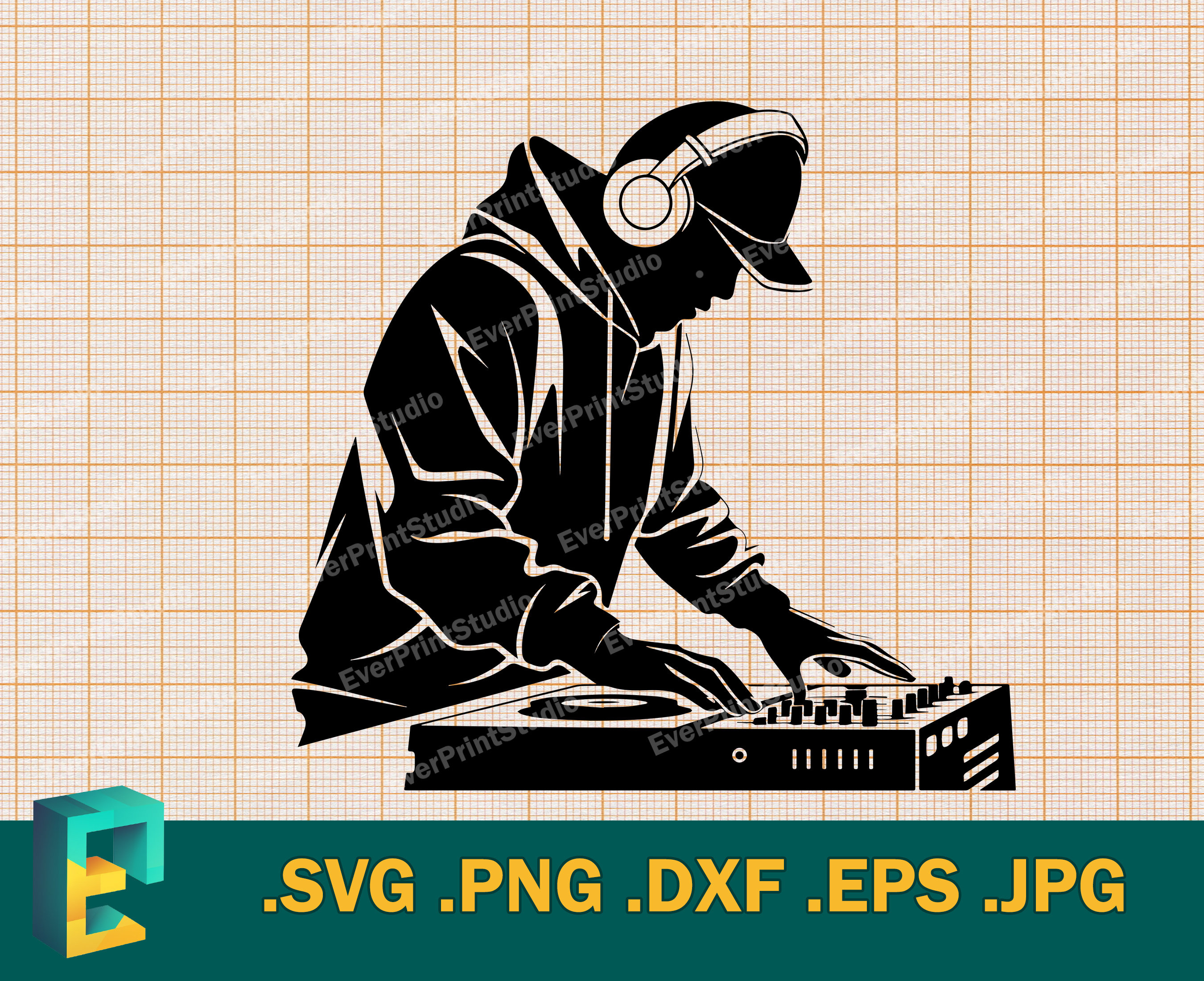 DJ Disc Jockey SVG Cricut, Silhouette Vector Dj Music SVG, Club Radio