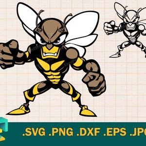 Hornet Layered SVG -pour Cricut ou Silhouette | Mascotte de frelons svg, couper fichier, sport guêpe, abeille Clipart Svg, Png, Dxf, Eps