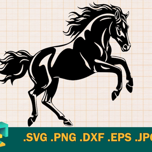 Mustang Silhouette SVG - Cricut Clipart | Running Horse, files for cutting machines, Beautiful Horse, cuttable file, Svg, Png, Dxf, Eps