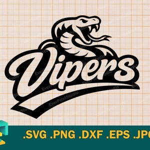 Vipers SVG - Cricut, Silhouette Cut File | Vector Vipers Team Mascot Download Template for cutting svg, png, dxf