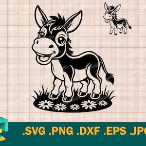 Esel SVG Schnittdatei für Cricut und Silhouette | Download Esel Vektor schneiden Datei, süßes Maultier SVG Vorlage für das Schneiden von svg, png, eps, dxf