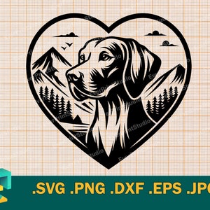 Vizsla SVG - Cricut, Silhouette | Vektor ungarischer Vizsla Hund Schnittdatei | Download Druckbare Vizsla Hund, ungarischer Pointer svg, png, eps, dxf