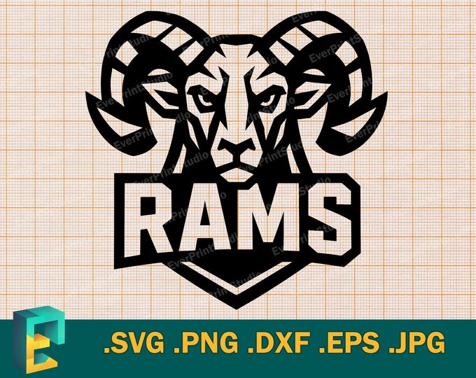 Rams Head Mascot SVG: Vector Cut File, Logo Print (instant Download ...
