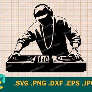 DJ Disc Jockey SVG - Cricut, Silhouette | Musik dj SVG, Club Radio Sound Clip Art | dj Einrichtung Design Art Logo svg, eps, dxf, png