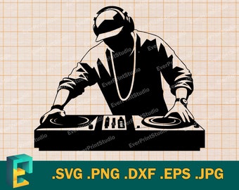 DJ Disc Jockey SVG - Cricut, Silhouette | Vector Music dj SVG,  Club Radio Sound Clip Art | dj Setup Design Art Logo svg, eps, dxf, png