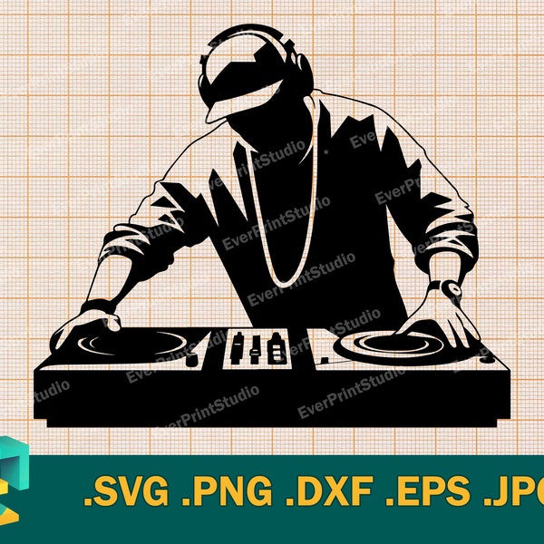DJ Disc Jockey SVG - Cricut, Silhouette | Vector Music dj SVG,  Club Radio Sound Clip Art | dj Setup Design Art Logo svg, eps, dxf, png