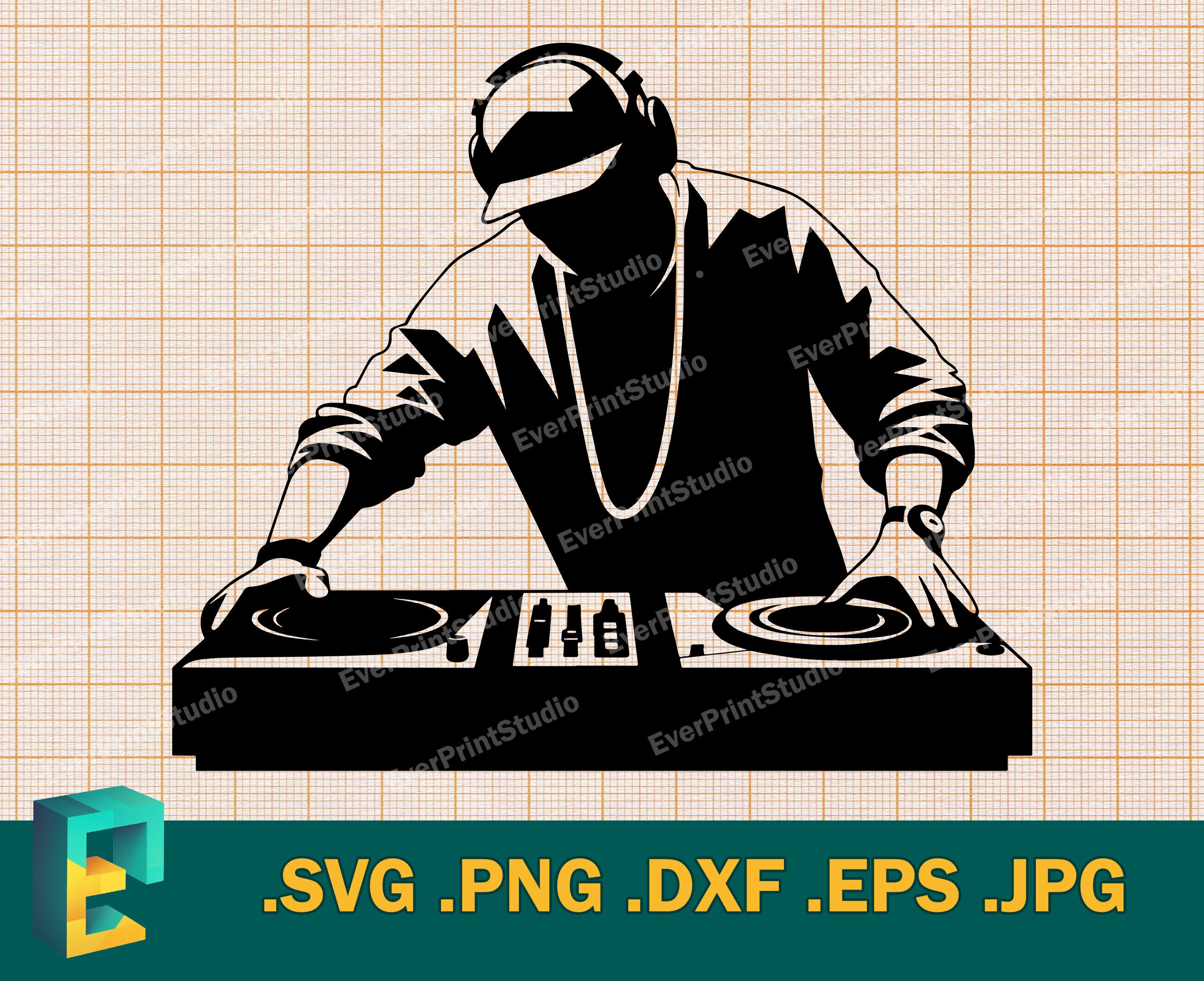 DJ Disc Jockey SVG Cricut Silhouette Vector Music Dj SVG Club DJ Disc Jockey SVG Cricut Silhouette Vector Music Dj SVG Club