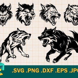 Wolf SVG - Cricut, Wölfe Bundle svg, Wolf Kopf Silhouette, Wölfe Clipart, Wölfe Pack, Schnittdateien, svg, png, dxf, eps