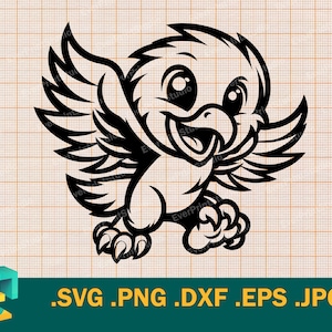 Baby Eagle SVG - Cricut, Silhouette | Vector Cute Little Eagle SVG Cut File | Download Cute Happy Baby Eagle svg, png, eps, dxf