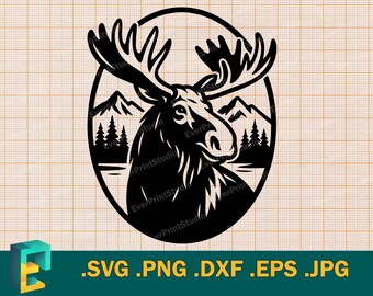 Moose Head SVG Cut File: Cricut, Silhouette, and Printable Template (Digital Download)