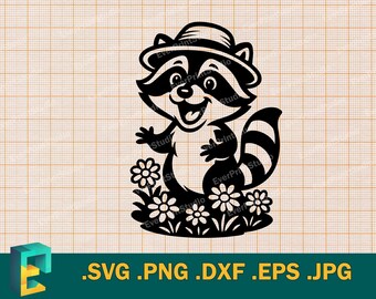Raccoon SVG - Cricut, Silhouette | Vector Raccoon Cut File | Download Raccoon Mascot SVG,   Template Raccoon Logo, svg, png, eps, dxf