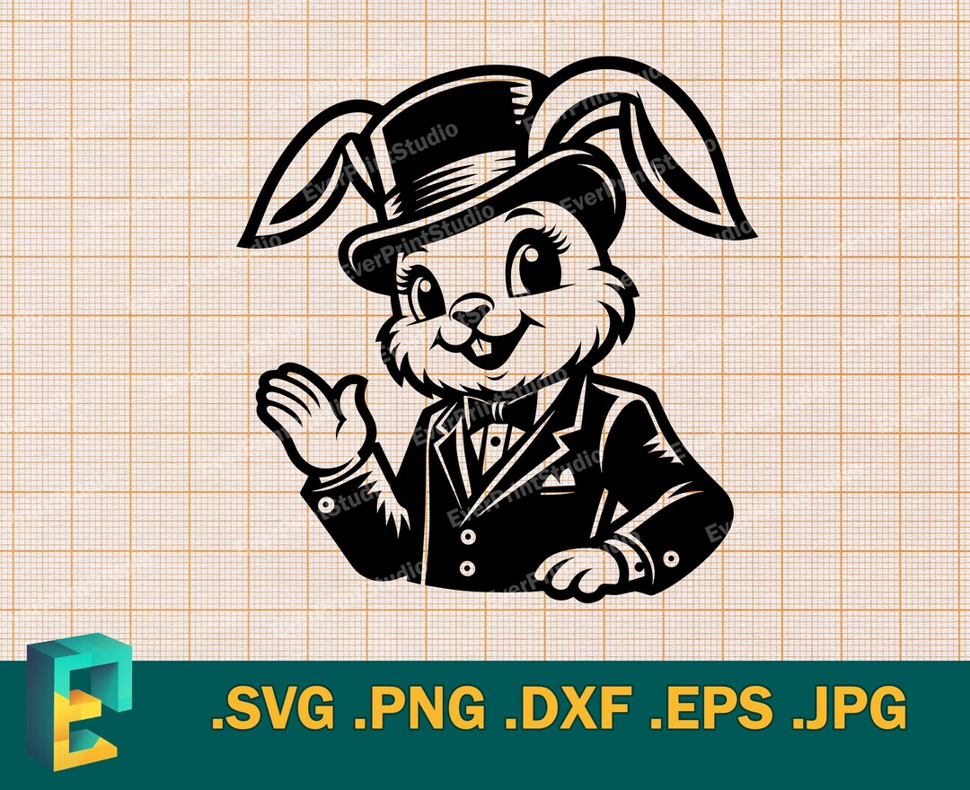 Rabbit Magician SVG - Cricut, Silhouette | Vector Bunny Conjurer SVG ...