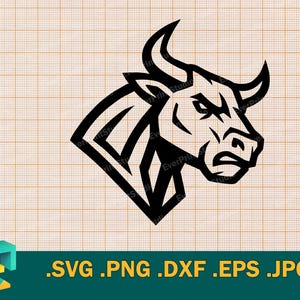 Bull Head SVG -  Cricut, Silhouette | Vector Bull Cut File Download | Bull Head Template Cricut | Bull Mascot Logo svg, png, eps, dxf