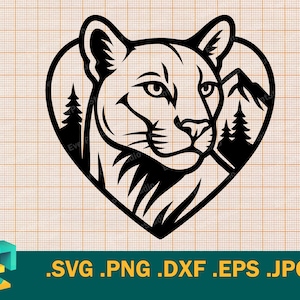 Mountain Lion SVG - Cricut, Silhouette | Puma Cut File Vector Clipart | Mountain Lion Download Template for Cutting svg, png, eps, dxf