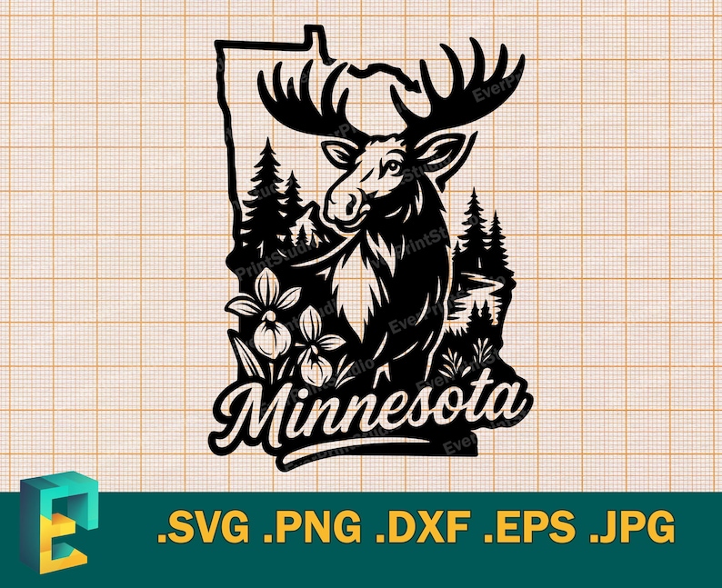 Minnesota SVG - Cricut, Silhouette | Vector Minnesota Moose Cut File ...