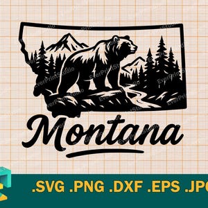 Montana SVG - Cricut, Silhouette | Vector Montana State Cut File SVG | Download Montana Bear USA Template for Cutting svg, png, eps, dxf