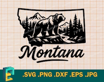 Montana SVG - Cricut, Silhouette | Vector Montana State Cut File SVG | Download Montana Bear USA Template for Cutting svg, png, eps, dxf