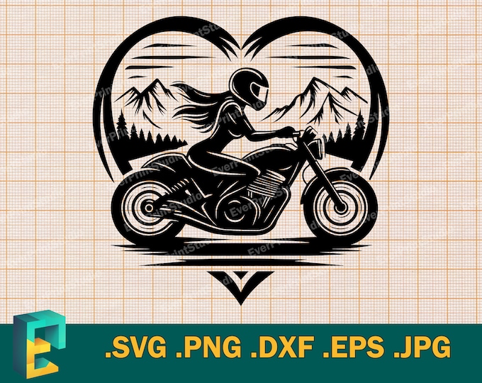 Lady Motorcycle Rider Svg Biker Girl Svg-biker Chick Svg- Women on Motorcycles Png-women Riding ...
