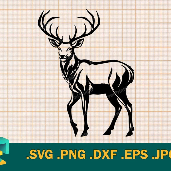 Buck SVG - Cricut, Silhouette | Vector Deer Cut File | Big Buck, Whitetail, Gorgeous Deer Cut File,  Deer Mascot Clip Art Logo, png, eps