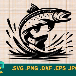 Steelhead Fish SVG - Cricut, Silueta / Vector Rainbow Trout SVG, Archivo de corte de trucha costera, Trucha plateada Clip Art svg, png, eps, dxf