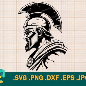 Spartan Warrior SVG - Cricut, Silhouette | Vector Artistic Design Spartan Warrior Mascot Cut File | Download Roman Warrior Cutting File