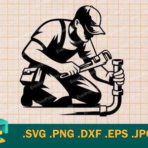 Plumber SVG - Cricut, Silhouette | Vector Plumbing svg Cut File | Download Printable Plumber Cutting File svg, png, eps,dxf
