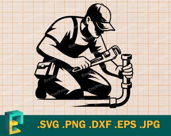 Plumber SVG - Cricut, Silhouette | Vector Plumbing svg Cut File | Download Printable Plumber Cutting File svg, png, eps,dxf