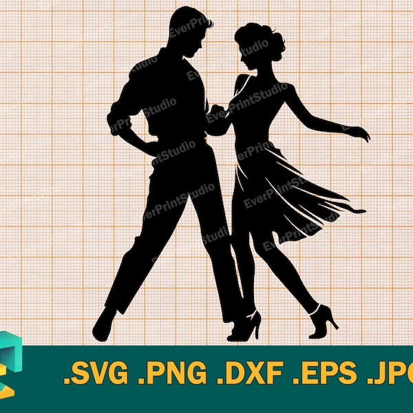Dance Svg, Dancing Couple svg - Cricut, Silhouette | Vector Silhouette of Dancing Couple Cut File Download Clipart svg, png, eps, dxf
