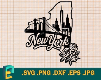 New York SVG - Cricut, Silhouette | Vector New York State USA Cut file | New York City Download Art Vector print svg, png, eps, dxf