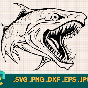 Barracuda SVG - Cricut & Silhouette, Great Barracuda Vector Clipart | Angry Fish, Unique Design, Printable, Instant Download, Cut File