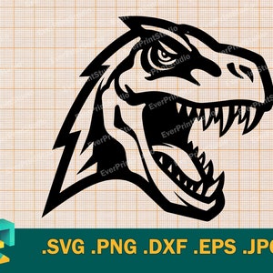 Dinossauro SVG - Cricut, Silhouette | Vetor Dino Svg, T-Rex Tyrannosaurus Svg Arquivo de Corte | Arquivo de Corte de Mascote de Logotipo de Dinossauro, svg, png, eps