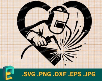 Schweißer SVG Schnittdatei für Cricut, Silhouette | Schweißen geschnitten Datei svg | Metallworker Vorlage zum Schneiden Download svg, png, eps, dxf