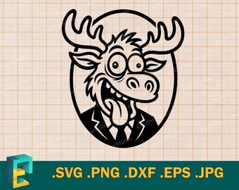 Happy Moose SVG - Cricut, Silhouette | Vector Artistic Cute Office Moose Cut file | Download printable Moose cutting file svg, png, eps, dxf
