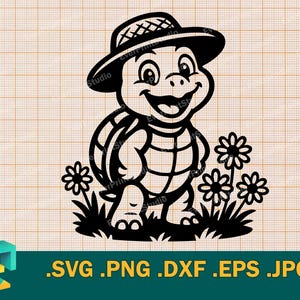 Sköldpadda SVG - Cricut, Silhuett | Vektor söt sköldpadda klippfil | Ladda ner glad sköldpaddaunge mallfil för att klippa ut svg, png, eps, dxf