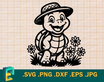 Turtle SVG - Cricut, Silhouette | Vector Cute Turtle Cut File | Download  Happy Baby Turtle Template file for cutting svg, png, eps, dxf