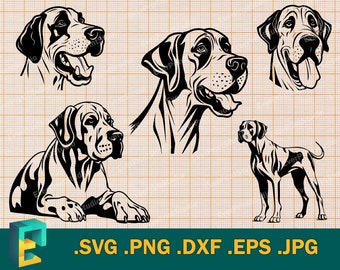 Great Dane SVG - Cricut, Silhouette | Vector Great Dane Bundle SVG Cut File | Download Dog Great Dane Templates - Clip Art Logo, png eps dxf