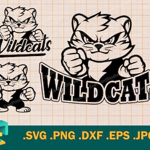 Wilde stakingen SVG - Cricut, silhouetgesneden bestand | Little Wildcats Kids Sports Teamshirt spirit, Cute Baby Wildcats Team schoolmascotte, voetbal