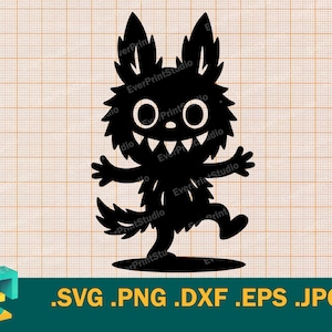 Coelho Monstro Fofo SVG - Cricut, Silhueta | Modelo de Arquivo de Corte de Coelho Maligno de Brinquedo Vetorial, Boneco Coelho Assustador Fofo, Sublimação png, svg, dxf