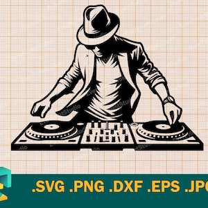 DJ Disc Jockey SVG - Cricut, Silhouette | Vektor dj Musik SVG-Vorlage für Schneiden, Club Radio Sound | dj Einrichtung Art Logo svg, eps, dxf
