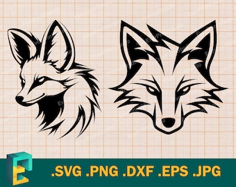 Fox SVG - Cut Files for Cricut, Silhouette | Vector Art Fox SVG Cut File, Cute Fox Clipart, Fox Head Svg, fox dxf | Fox Logo Clip Art Vector