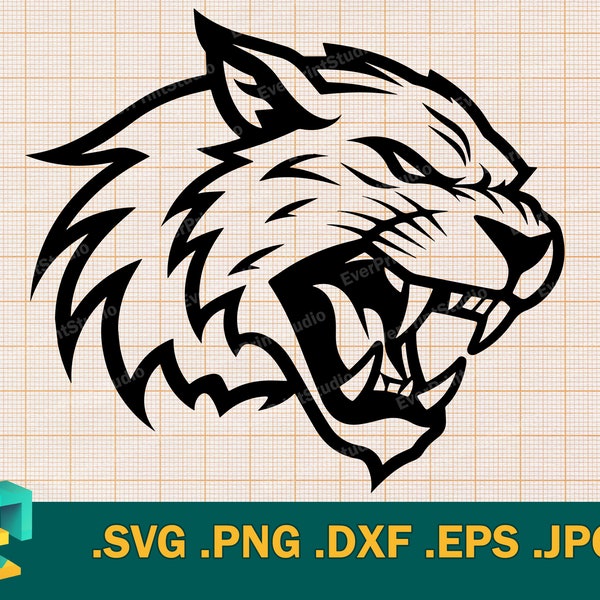 Wildcat SVG -  Cricut, Silhouette | Vector Artistic Wildcat Design Cut File | Download Wildcat Cutting File | Wildcat Digital Clip Art Logo