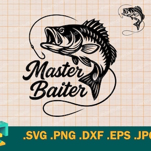Maestro Cebador SVG / Anzuelo. Pesca de lubina. Pescador, Pesca SVG - Cricut, Silhouette Descarga plantillas para cortar en SVG, PNG, EPS y DXF