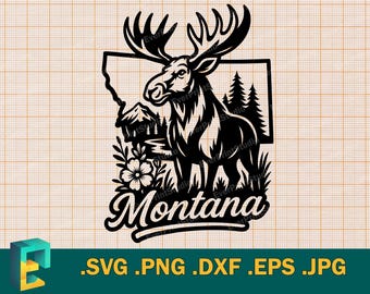 Montana SVG - Cricut, Silhouette | Vector Montana State, USA Cut File SVG | Download Montana Moose, Elk, Deer svg, png, eps, dxf