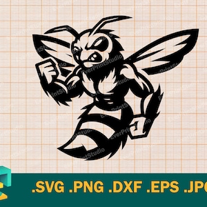 Hornisse svg - Cricut, Silhouette | Vektor Hornisse Maskottchen svg Schnittdatei | Wespe, gelbe Jacke Vorlage zum Schneiden Download svg, png, eps