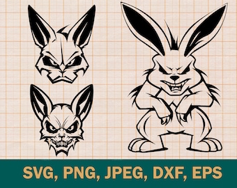 Rabbit in Angry Style SVG Bundle - Etsy