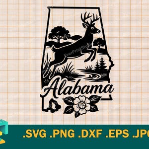 Alabama SVG - Cricut, Silhouette | Vector Alabama State Cut File SVG | Download Alabama USA  Template for Cutting Machine svg, png, eps, dxf