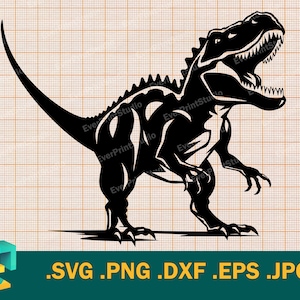 Dinosauro T-Rex SVG - Cricut, Silhouette / File di taglio vettoriale dinosauro / Scarica file di taglio T-Rex stampabile Clip Art Logo svg, png, eps, dxf