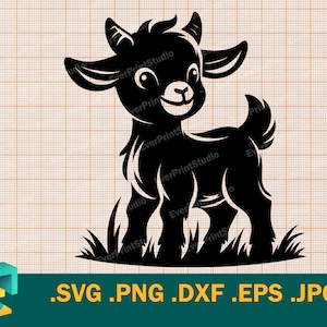 Baby Ziege svg - Cricut, Silhouette | Entzückende Baby Ziege Vektor geschnitten Datei | Süße Bauernhof Ziege Vorlage zum Schneiden von Download svg, png, eps, dxf